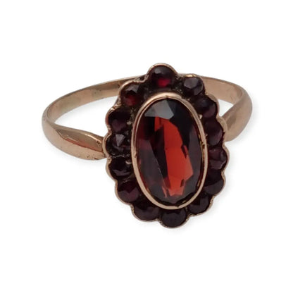 Anillo de granate rojo oro anillo 8k vintage compromiso