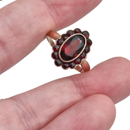 Anillo de granate rojo oro anillo 8k vintage compromiso