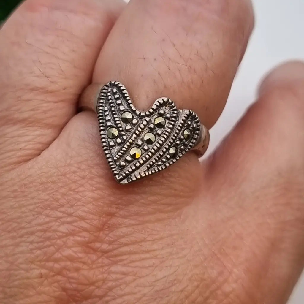 Anillo art déco de plata anillo ley marcasitas joyería