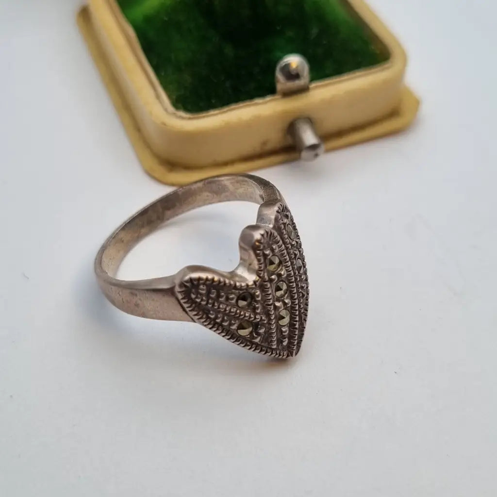 Anillo art déco de plata anillo ley marcasitas joyería