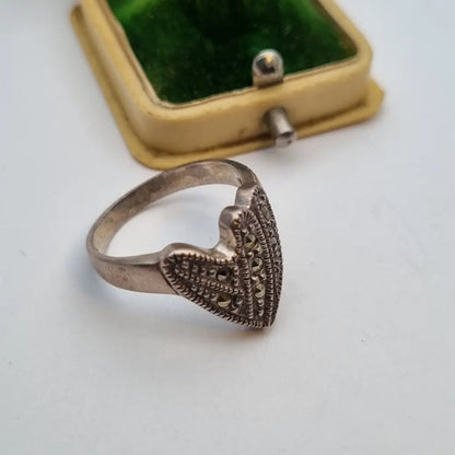 Anillo art déco de plata anillo ley marcasitas joyería