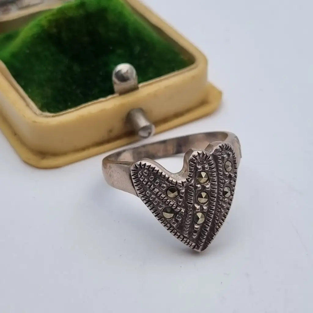 Anillo art déco de plata anillo ley marcasitas joyería