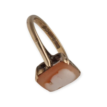 Anillo camafeo rectangular en oro 9k inglés • Birmingham • Joyería vintage