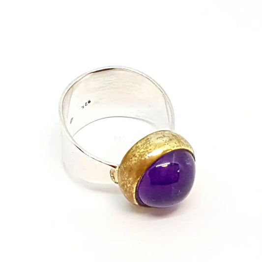 Anillo de plata diseño amatista natural joyería vintage original para regalar