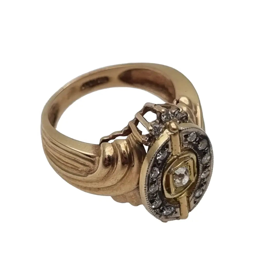 Anillo de diamantes oro para mujer anillo Clyde duneier 10k antigüedad art