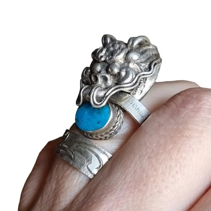 Anillo dragón plata de ley anillo turquesa vintage joyería