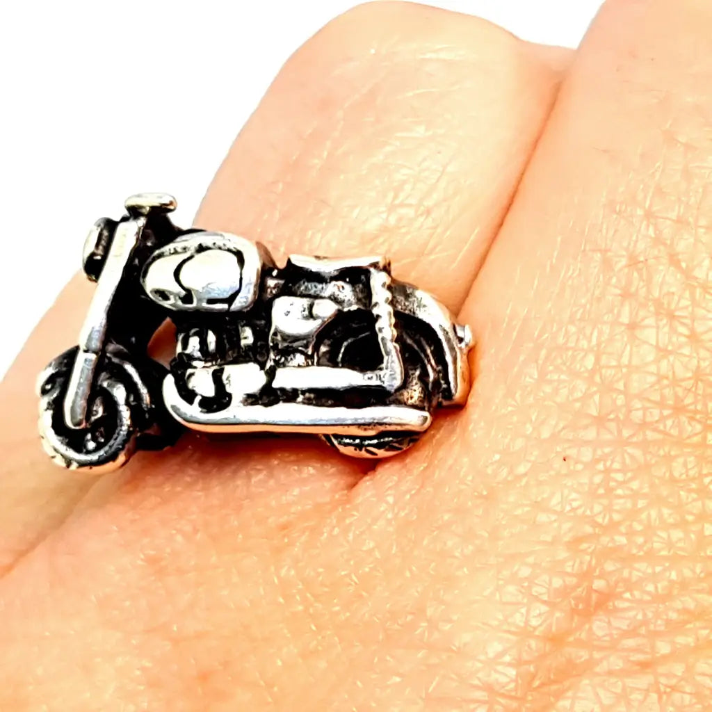 Anillo de moto vintage anillo plata ley para hombre 925. Talla 9