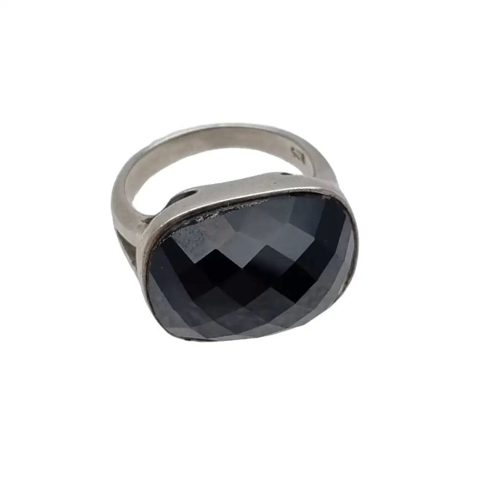 Anillo de ónix negro para mujer estilo vintage piedra facetada joyería