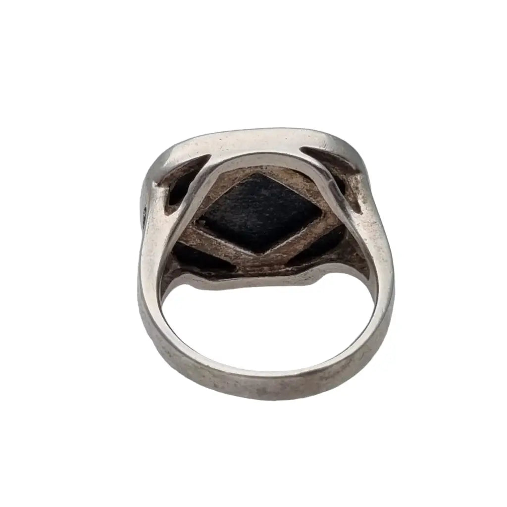 Anillo de ónix negro para mujer estilo vintage piedra facetada joyería