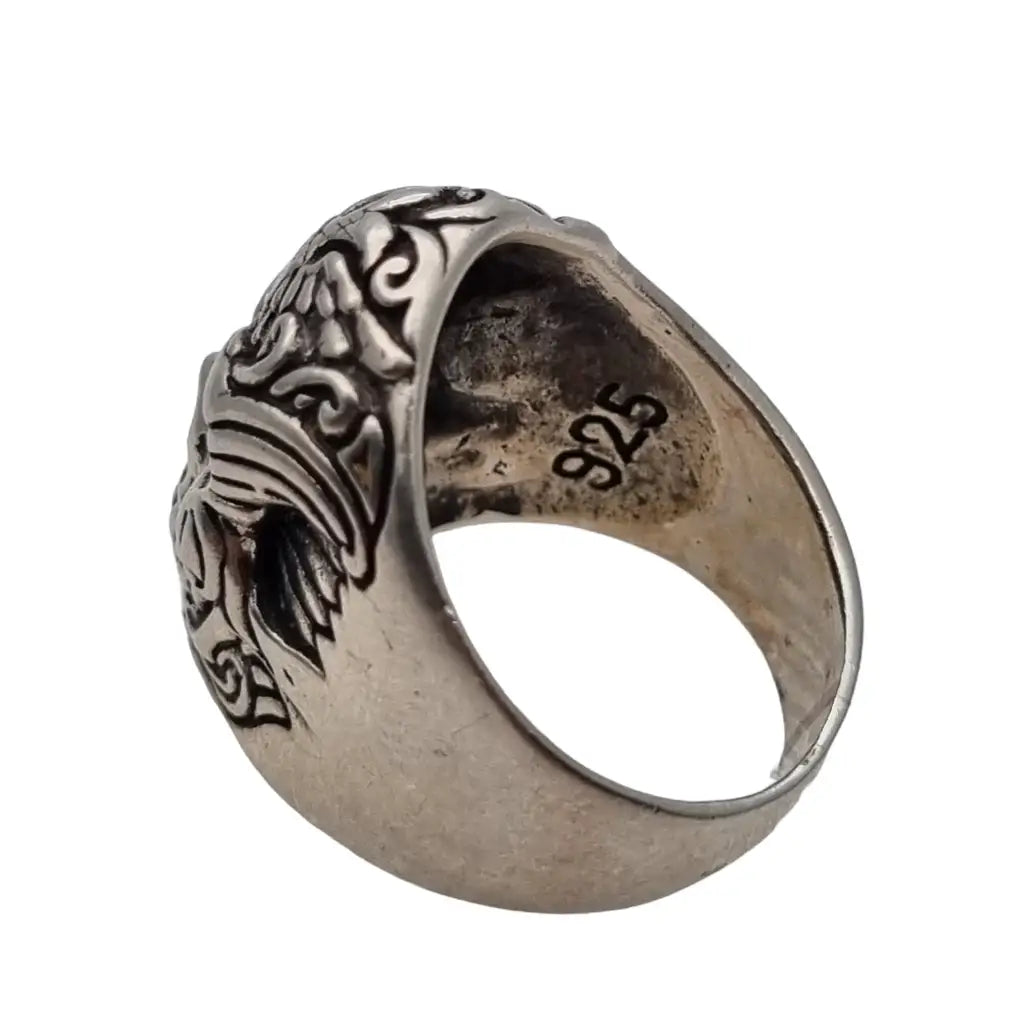 Anillo de plata ley con calavera para hombre escudo medieval en maciza