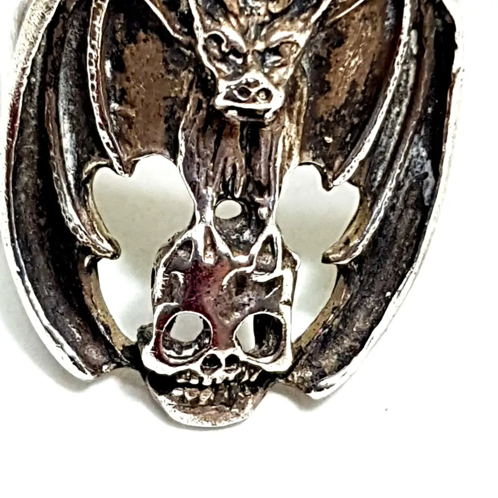 Anillo plata calavera murciélago anillo de ley hombre