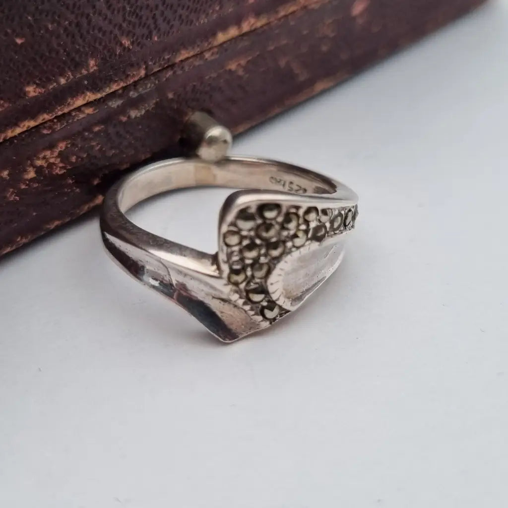 Anillo de plata ley joyas marcasitas para mujer regalos ella zigzag