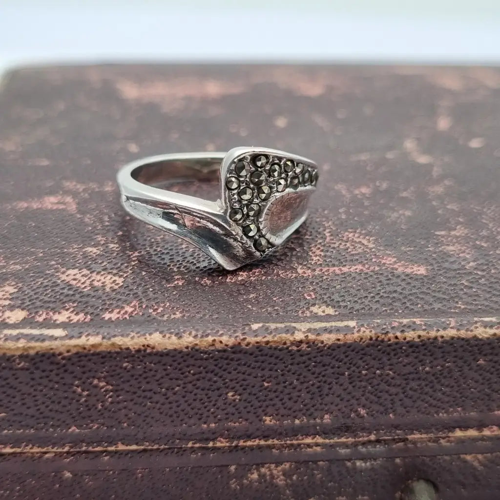 Anillo de plata ley joyas marcasitas para mujer regalos ella zigzag