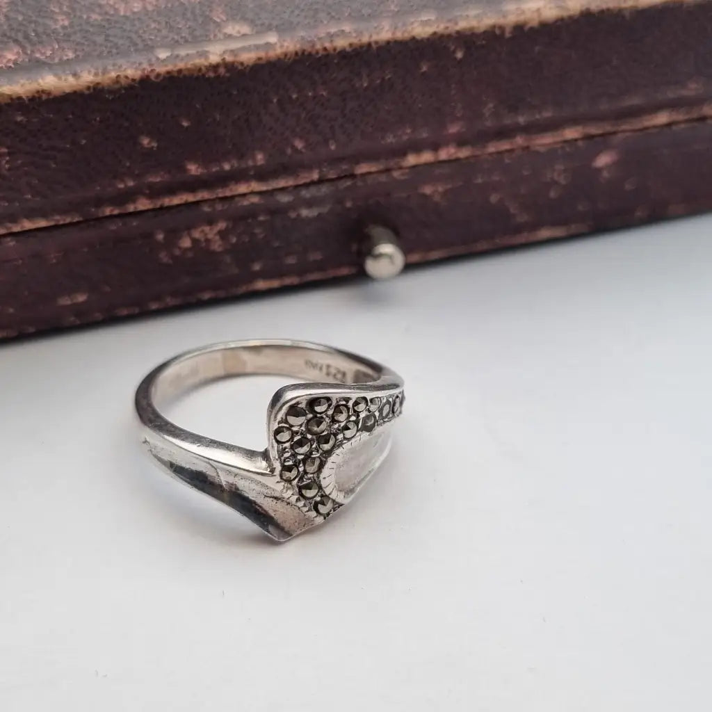 Anillo de plata ley joyas marcasitas para mujer regalos ella zigzag