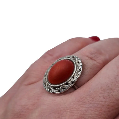 Anillo rojo mujer anillos de joyería vintage plata anillo