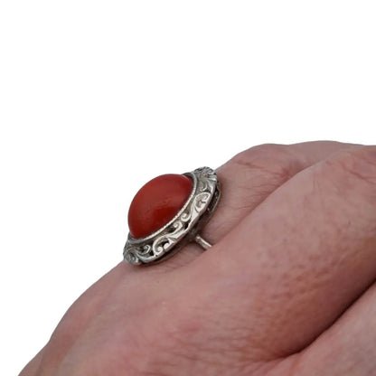 Anillo rojo mujer anillos de joyería vintage plata anillo