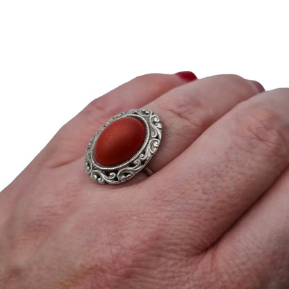 Anillo rojo mujer anillos de joyería vintage plata anillo