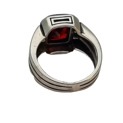 Anillo rojo plata vintage anillos de hombres joyas