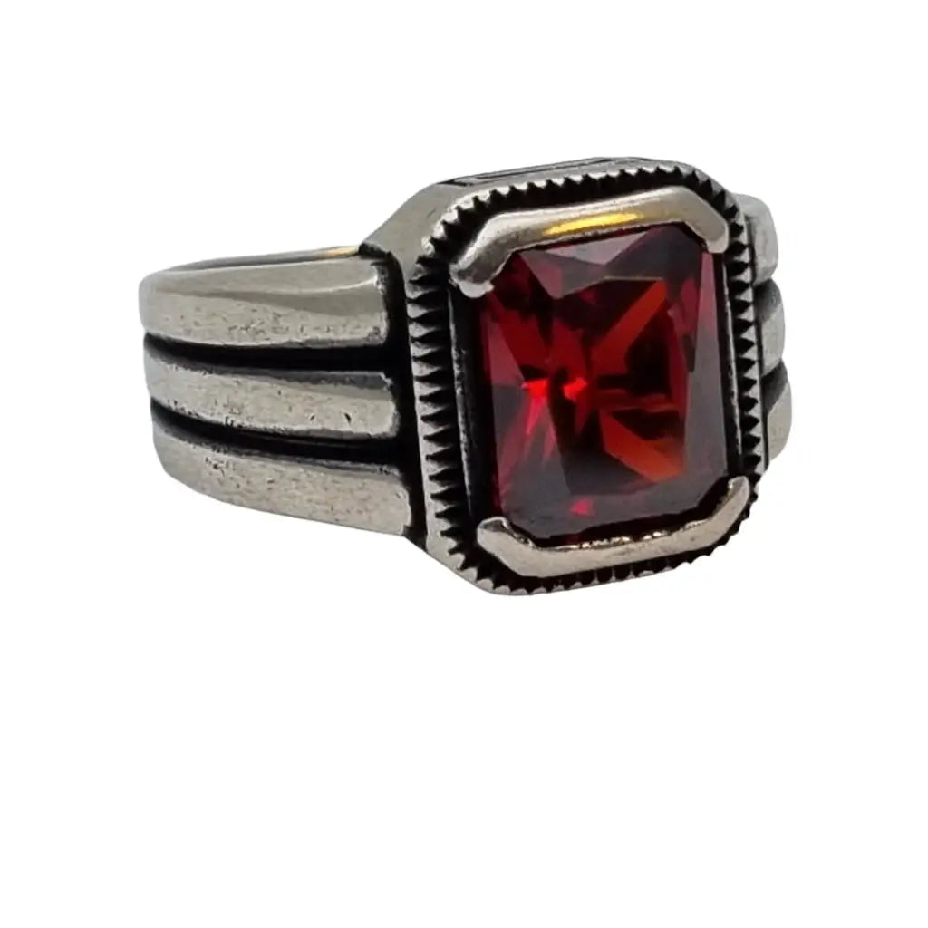 Anillo rojo plata vintage anillos de hombres joyas