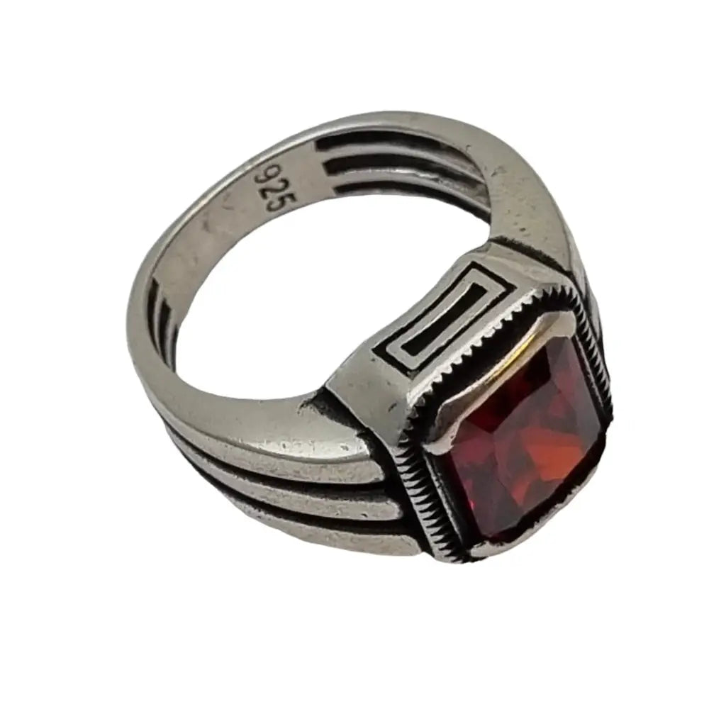 Anillo rojo plata vintage anillos de hombres joyas