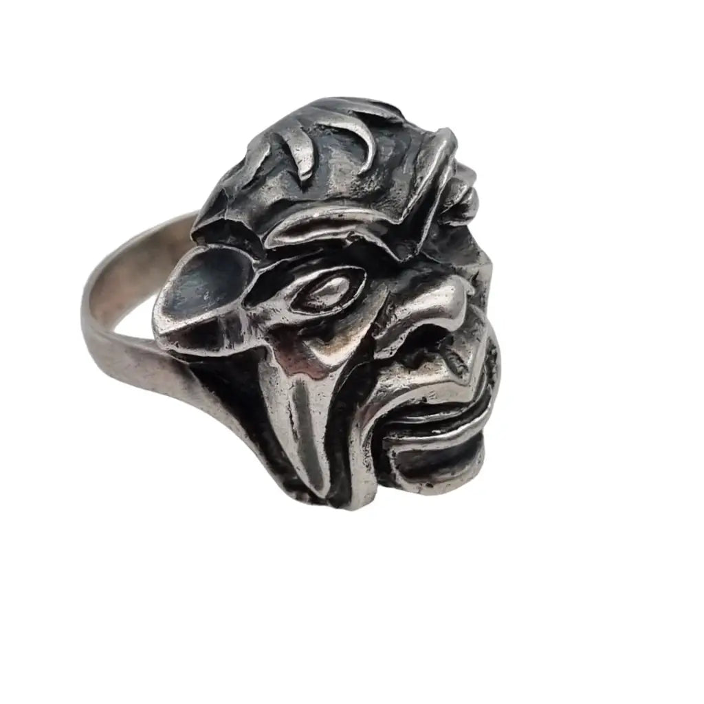 Anillo Étnico de Plata Antigua Máscara Africana Regalos