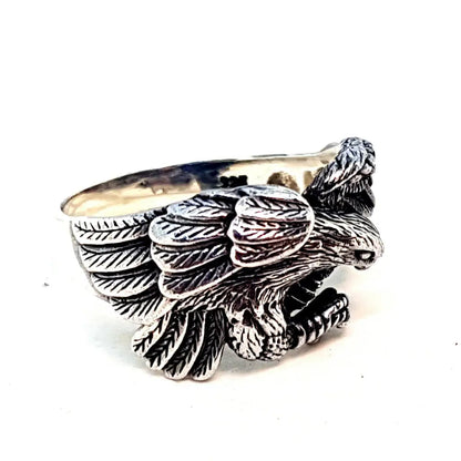 Anillo vintage águila plata 925. Tamaño 11 3/4 EE. UU. Punk-Rock-Heavy-Motor.