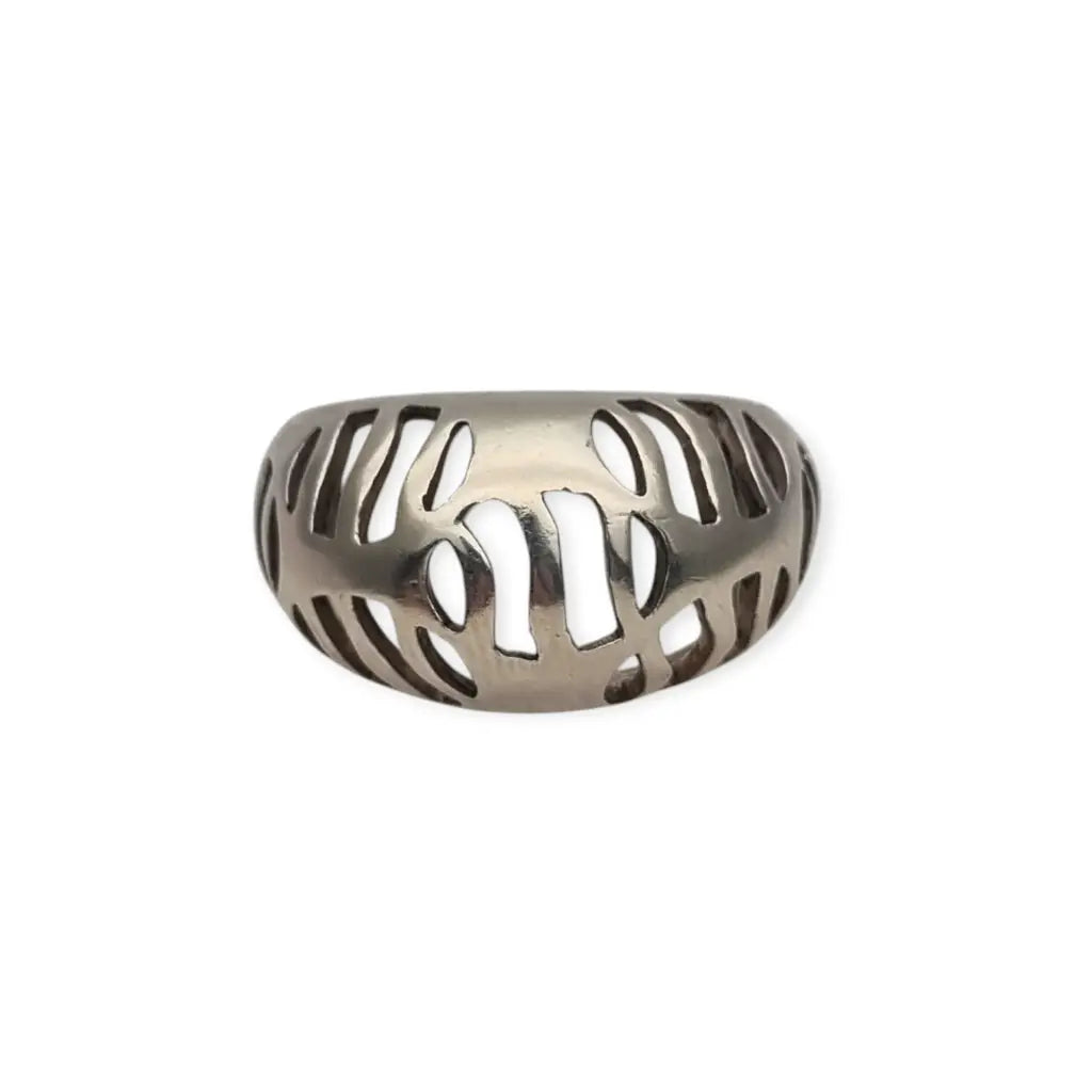 Anillo Vintage de Hojas Tropicales Caladas en Plata Regalos para Mujer.