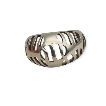 Anillo Vintage de Hojas Tropicales Caladas en Plata Regalos para Mujer.