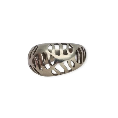 Anillo Vintage de Hojas Tropicales Caladas en Plata Regalos para Mujer.