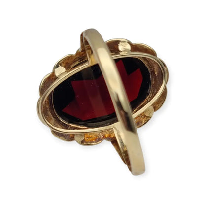 Anillo de granate rojo y oro. oro 14 kt granates. Circa 1950