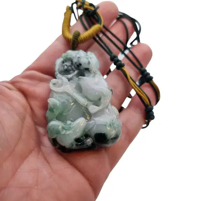 Colgante vintage de ratón del zodiaco chino jade tallado por ambas caras.