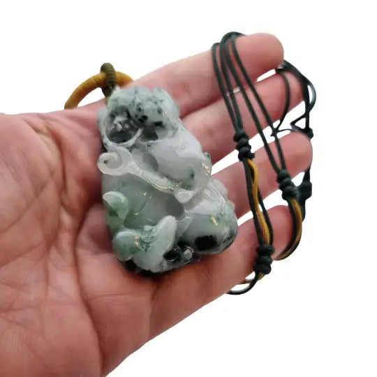 Colgante vintage de ratón del zodiaco chino jade tallado por ambas caras.