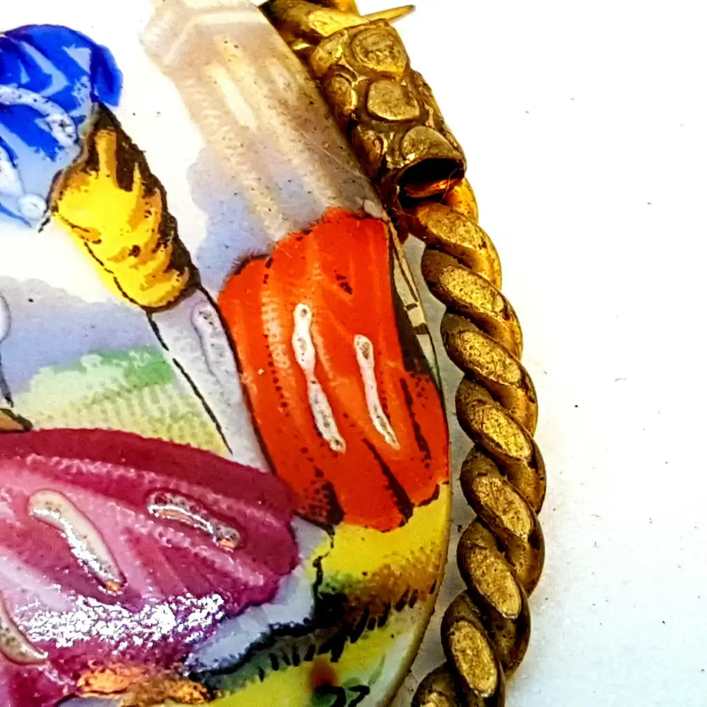 Regala una joya del arte francés broche de porcelana Limoges hecho y pintado