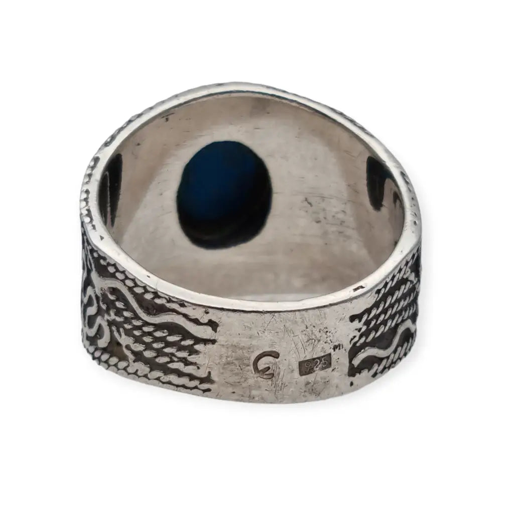 Anillo boho de plata y piedra azul anillos vintage para mujer 1980.