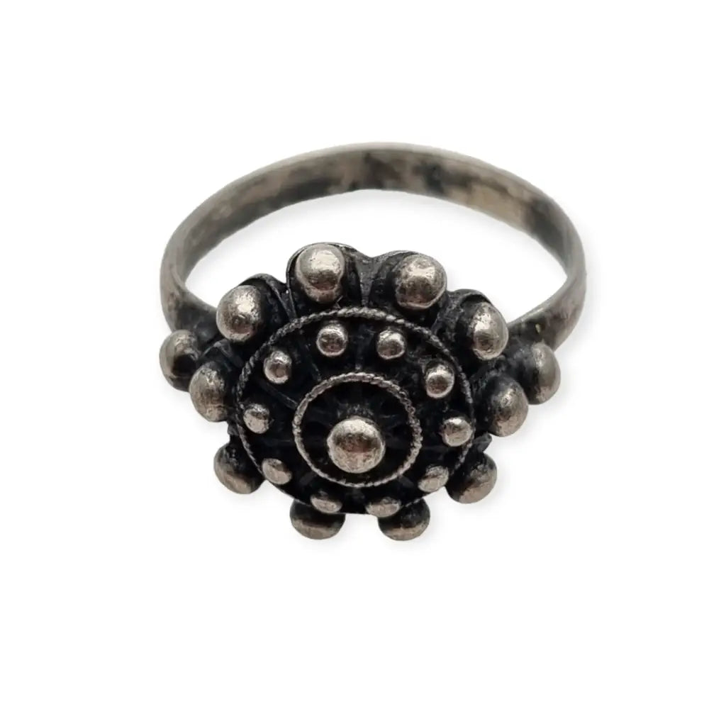 Anillo Botón Charro de Plata Joyería Vintage Verano Boho para mujer Años 70.