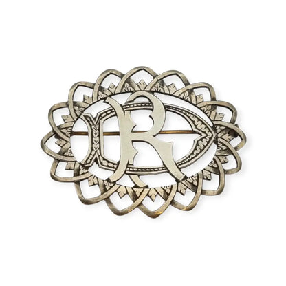 Broche antiguo iniciales “DR” o ’RD’ calado en plata Circa 1940. LaBizarreSusu