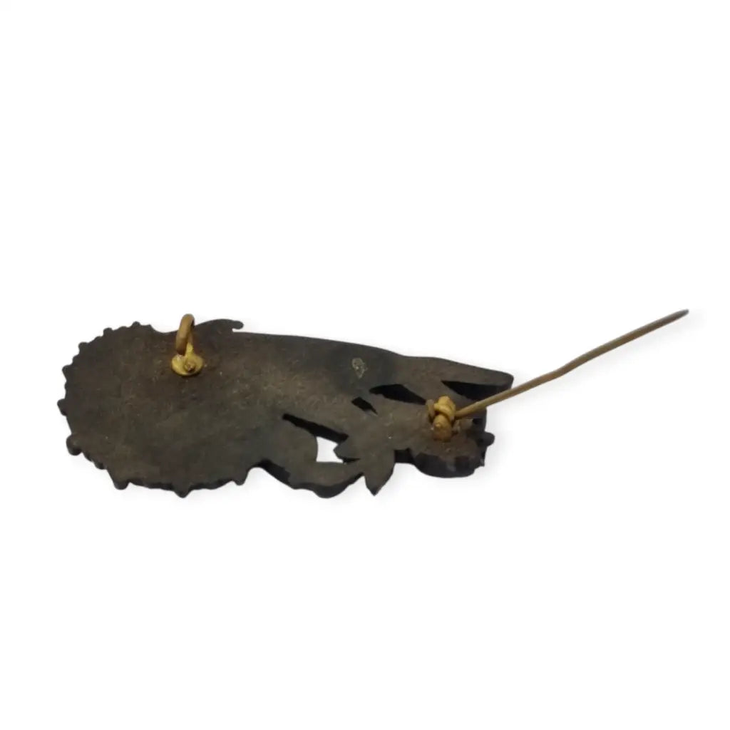 Broche antiguo victoriano en forma de mano sosteniendo flor Vulcanita Joya