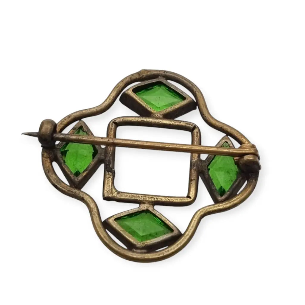 Broche Art Nouveau 1900 Vintage con Cristales Verdes. - LaBizarreSusu