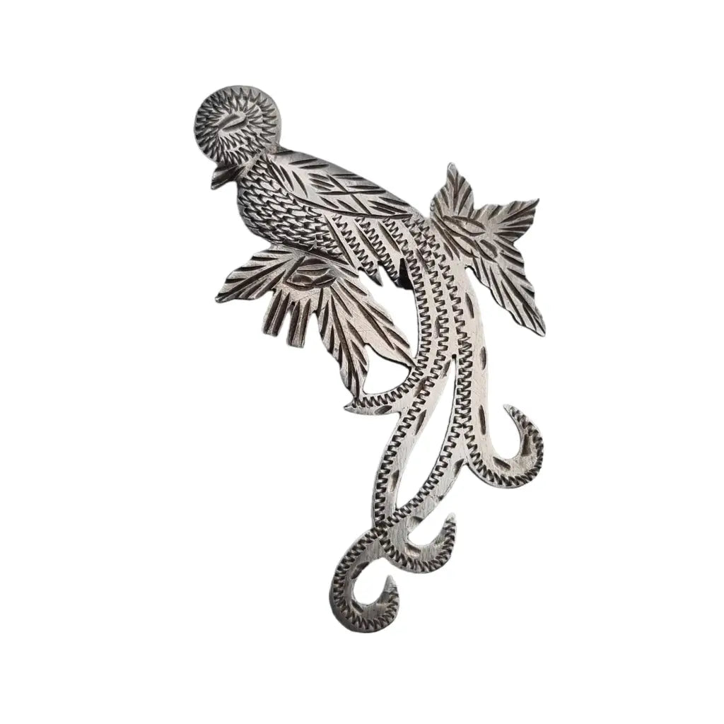 Broche Ave Quetzal Plata Pin Guatemala 900 Exotica Joyas etnicas