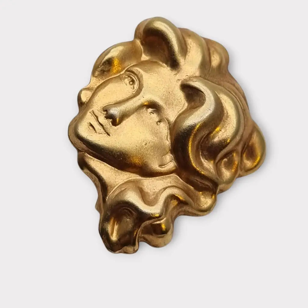 Broche de cabeza contemporáneo marca sunsilk en latón dorado. Bisutería