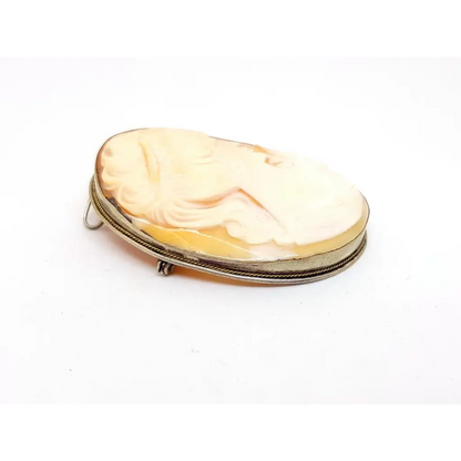 Broche de camafeo concha tallada Old Edwardian broche plata 800 broches