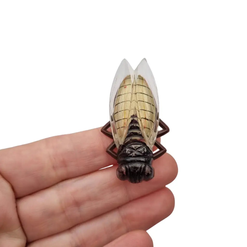 Broche cigarra vintage francesa años 40-50 de lucite en tonos marrones.