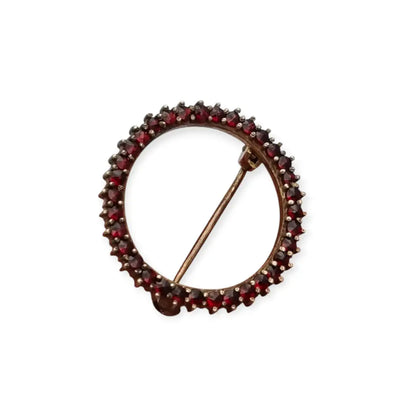 Broche Círculo Vintage de Granates en Tono Dorado Años 80 LaBizarreSusu