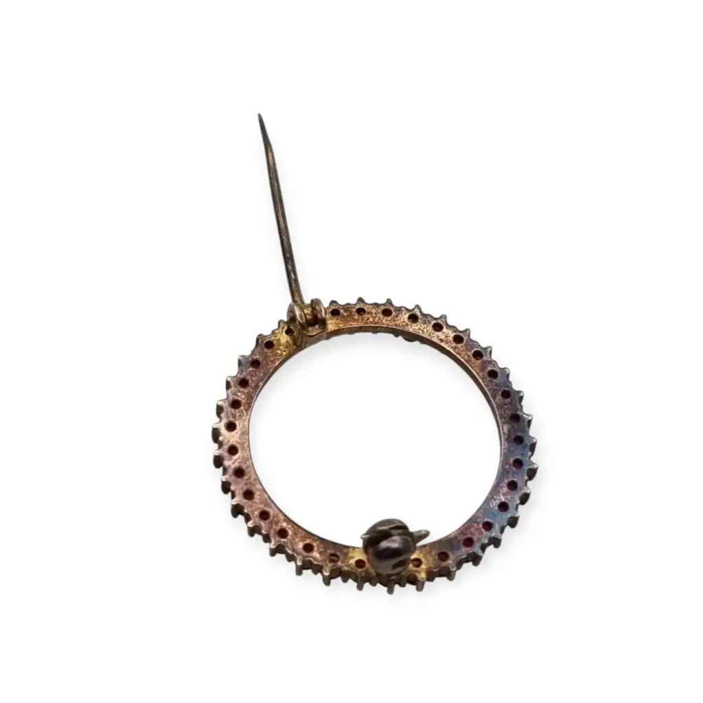 Broche Círculo Vintage de Granates en Tono Dorado Años 80 LaBizarreSusu