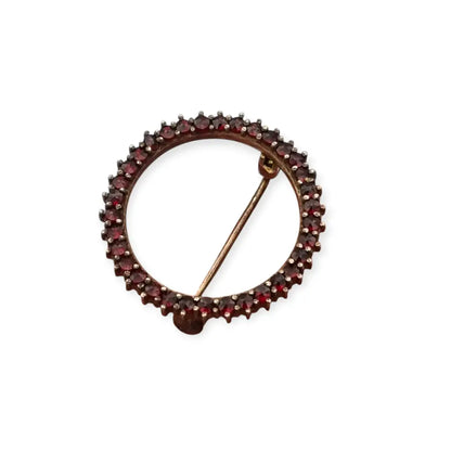 Broche Círculo Vintage de Granates en Tono Dorado Años 80 LaBizarreSusu