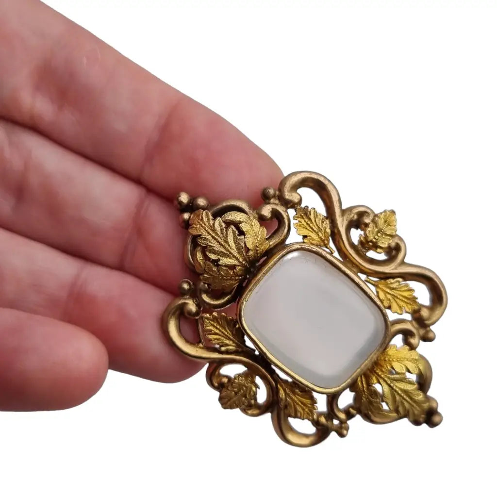 Broche de oro antiguo art nouveau estilo años 20 joyas modernistas con piedra