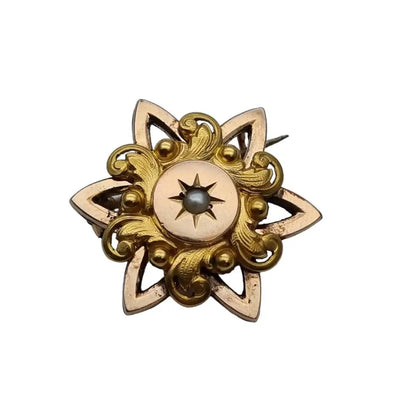 Broche de oro victoriano francés alfiler antiguo joyas estrellas regalos