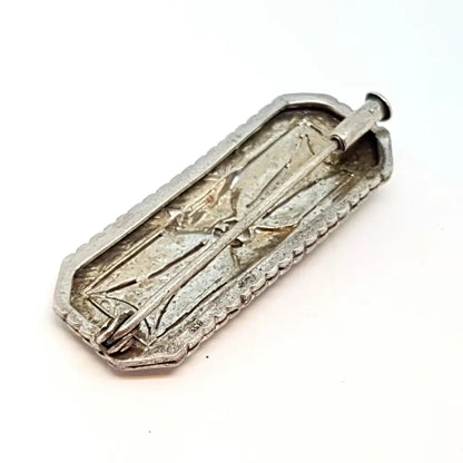 Broche de Plata Art Deco Pin piedra marcasita joyería elegante y delicada