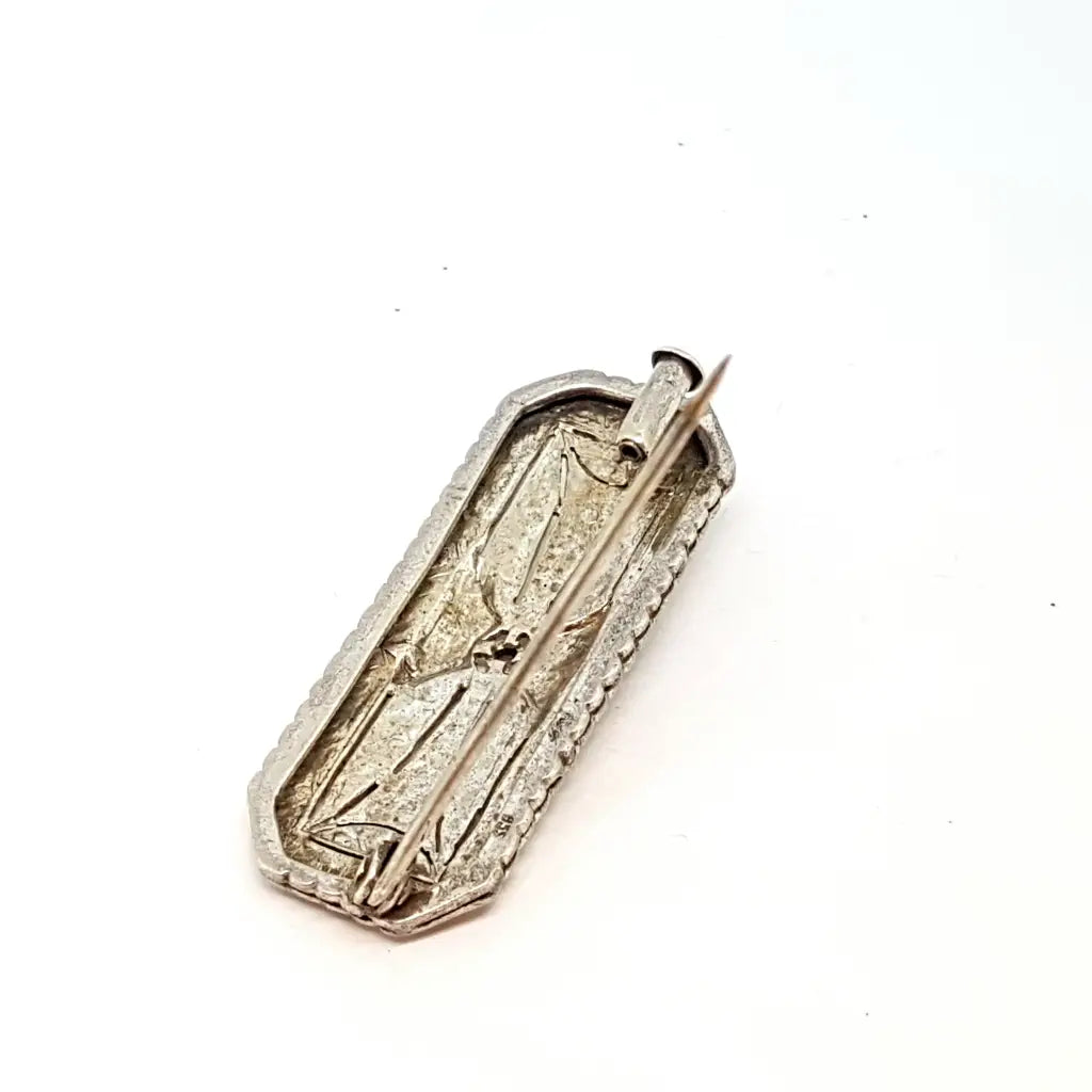 Broche de Plata Art Deco Pin piedra marcasita joyería elegante y delicada