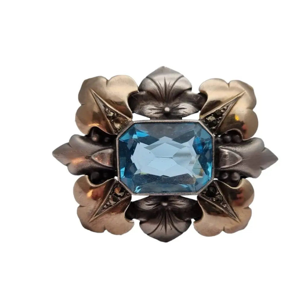 Broche art deco vintage boda de joyería azul regalo para la novia